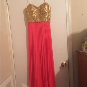 Pink and gold prom dress